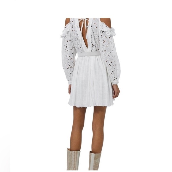 IRO Meila eyelet white cotton mini cold shoulder Longsleeve Mini dress 38 nwt - Picture 13 of 14